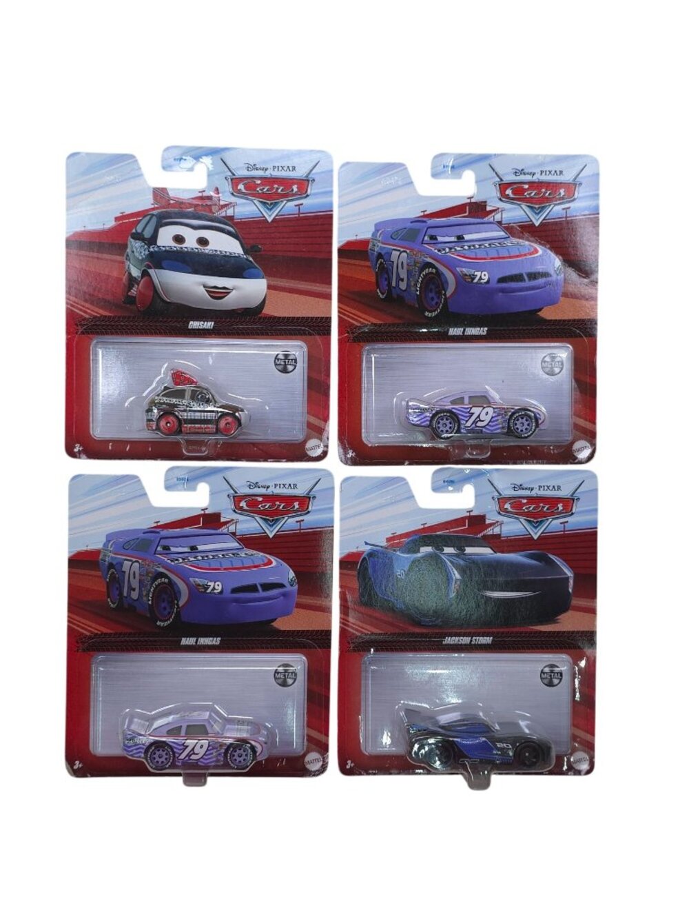 Disney Pixar Cars Die-Cast Metal Toy Cars 4pk Chisaki Haul Inngas Jackson Storm